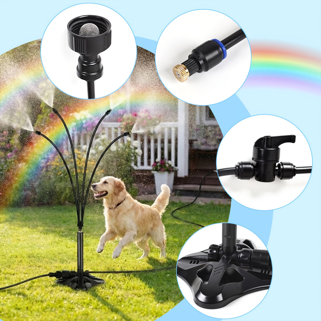Mist Cooling System, Outdoor Patio Standing Mist, Portable Standing Mist Cooling System with 26.24ft. Spray Line, Upgraded Misting System for Patios, Pools, Gardens Watering, Water Play, Pet Cooling, No Plugging In Or Energized Use, 5 Water Pipes.