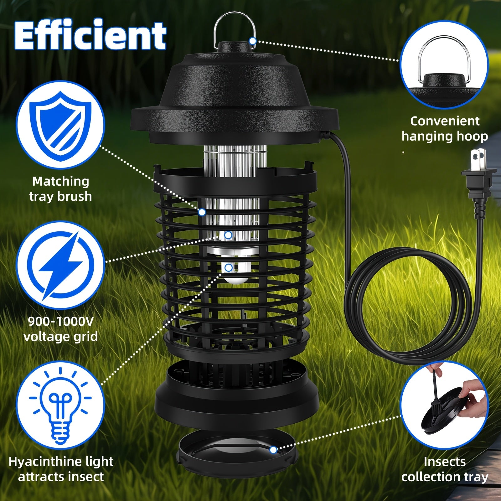 Bug Zapper, Mosquito Lamp, Electric Mosquito Lamp, 1000V High Powered Mosquito Zappers Killer, Metal Mesh for Home, Kitchen & Bedroom Gifts for Family And Friends
