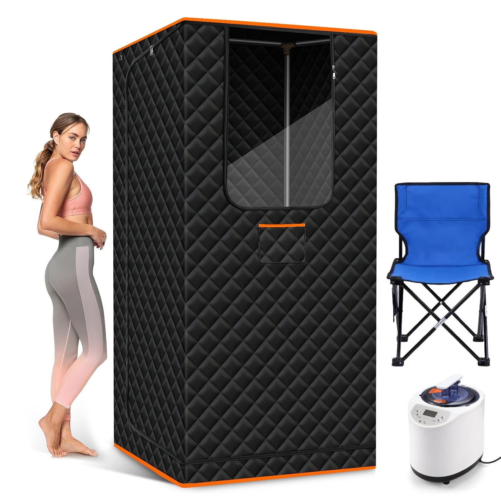 Portable Steam Sauna, Portable Sauna For Home, Sauna Tent Sauna Box With 101.44oz Steamer, Remote Control, Folding Chair, 9 Levels, 2.6' X 2.6' X 5.9'