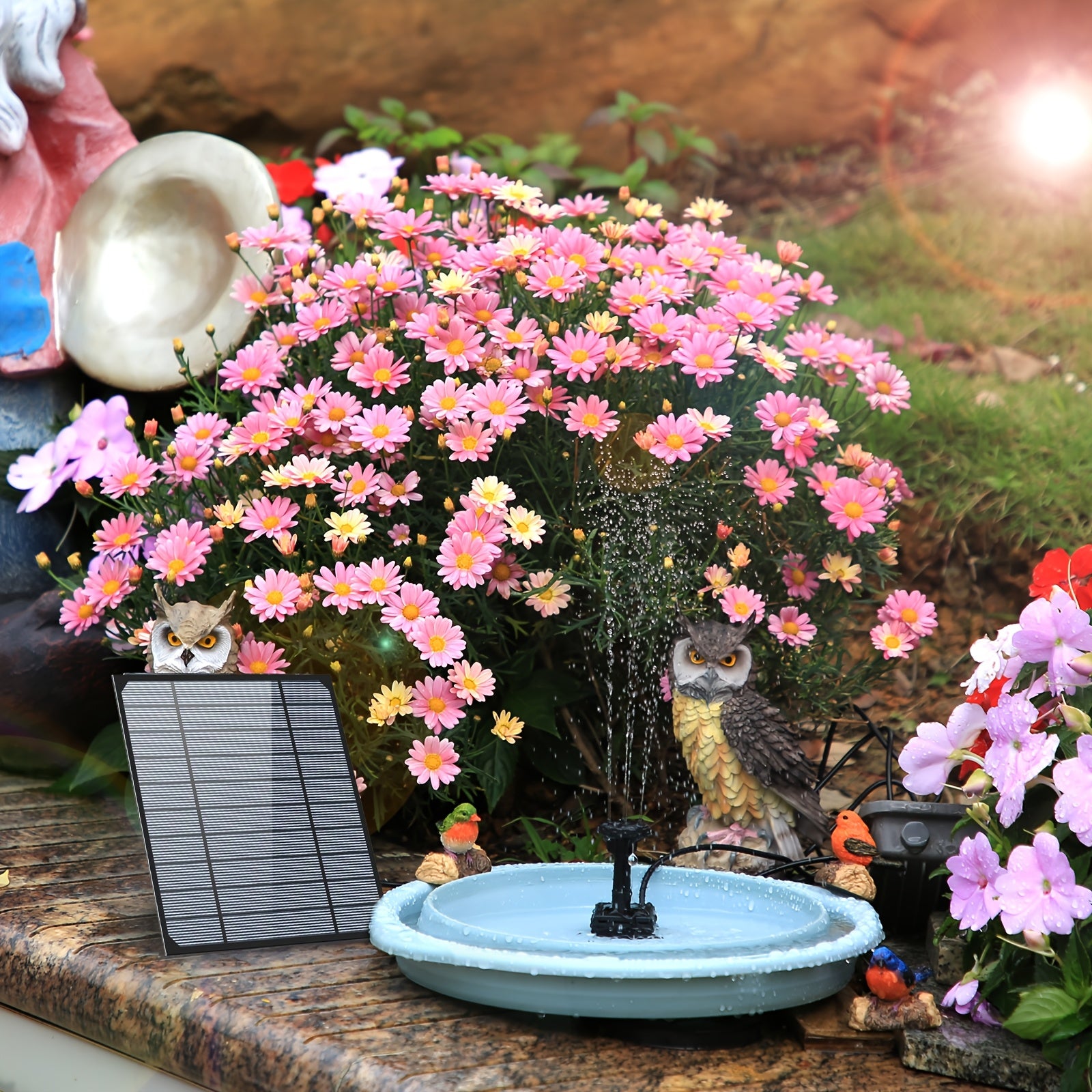 Solar Bird Bath Fountain Outdoor, IPX8 Waterproof Solar Powered Fountain Pump, Spray Water Feature For Garden Patio Courtyard Rockery Pond Decoration