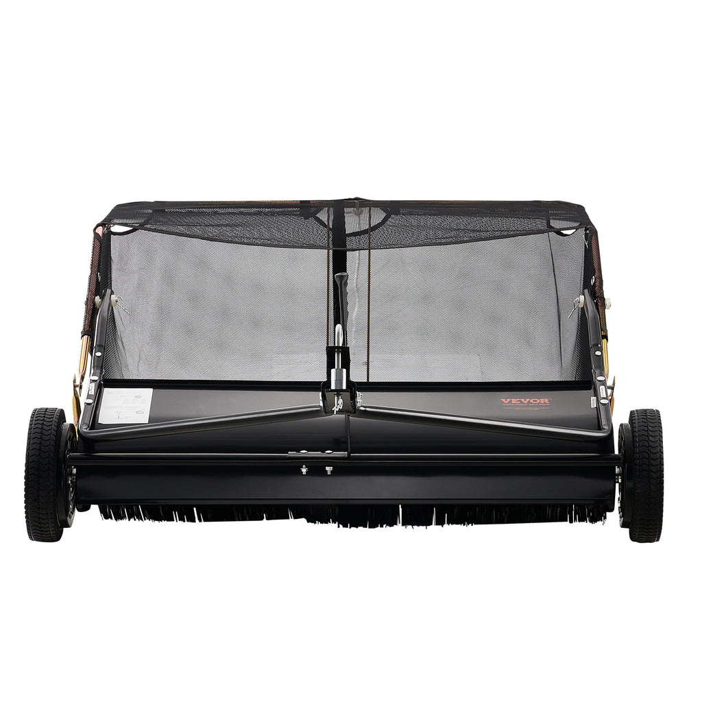VEVOR Push Lawn Sweeper, 21-inch Leaf & Grass Collector, Strong Rubber Wheels & Heavy Duty Thickened Steel Durable to Use with Large Capacity 3.5 cu. ft. Mesh Collection Bag, 2 Spinning Brushes