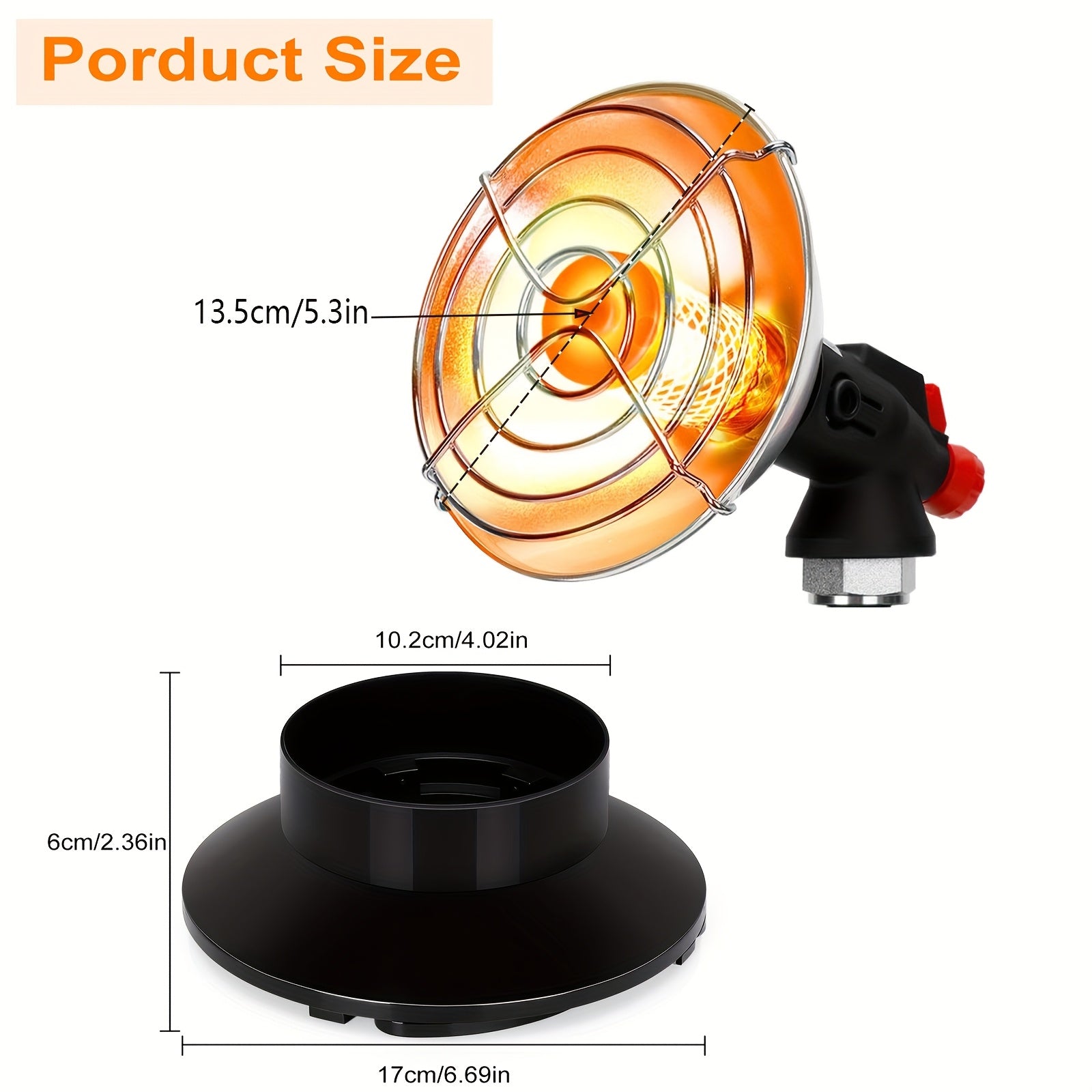 Portable Propane Heater for Camping, Outdoor Small Space Patio Garage Heater, Self-Igniting Radiant Heater, Foldable Gas Tank Holder, Suitable for Hiking, Ice Fishing, Hunting, Tents, Backyard