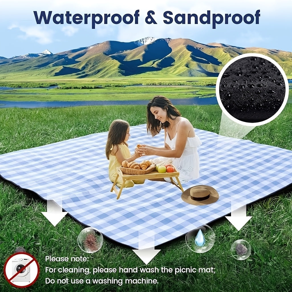 80'x 80' Picnic Blanket Extra Large, Waterproof and Foldable Beach Blanket, 3-Layer Outdoor Blanket for 6 to 8 Adults, for Camping, Park, Beach, Grass, Indoors... Non-Food Direct Contact