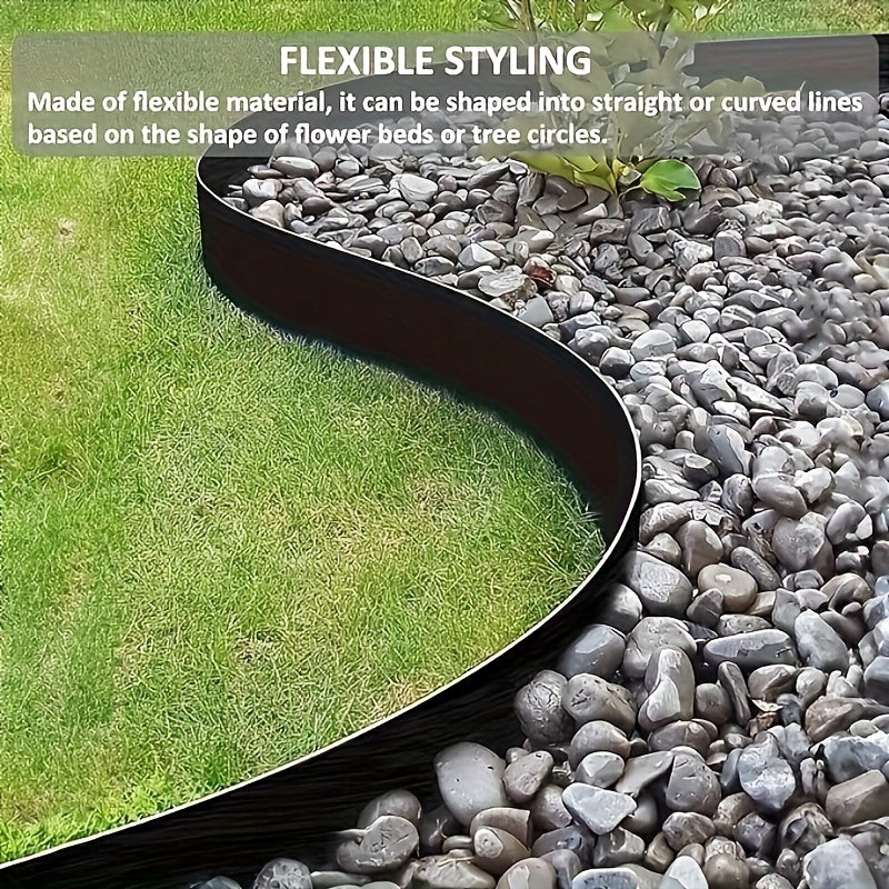 Flexible Garden Boundary Tape Measuring 393.7 Inches, Or 787.4 Inches, Designed for Landscape Edging. This Mini Plastic Fence Comes with 30 Stakes And Is Suitable for Flower Beds in Courtyards