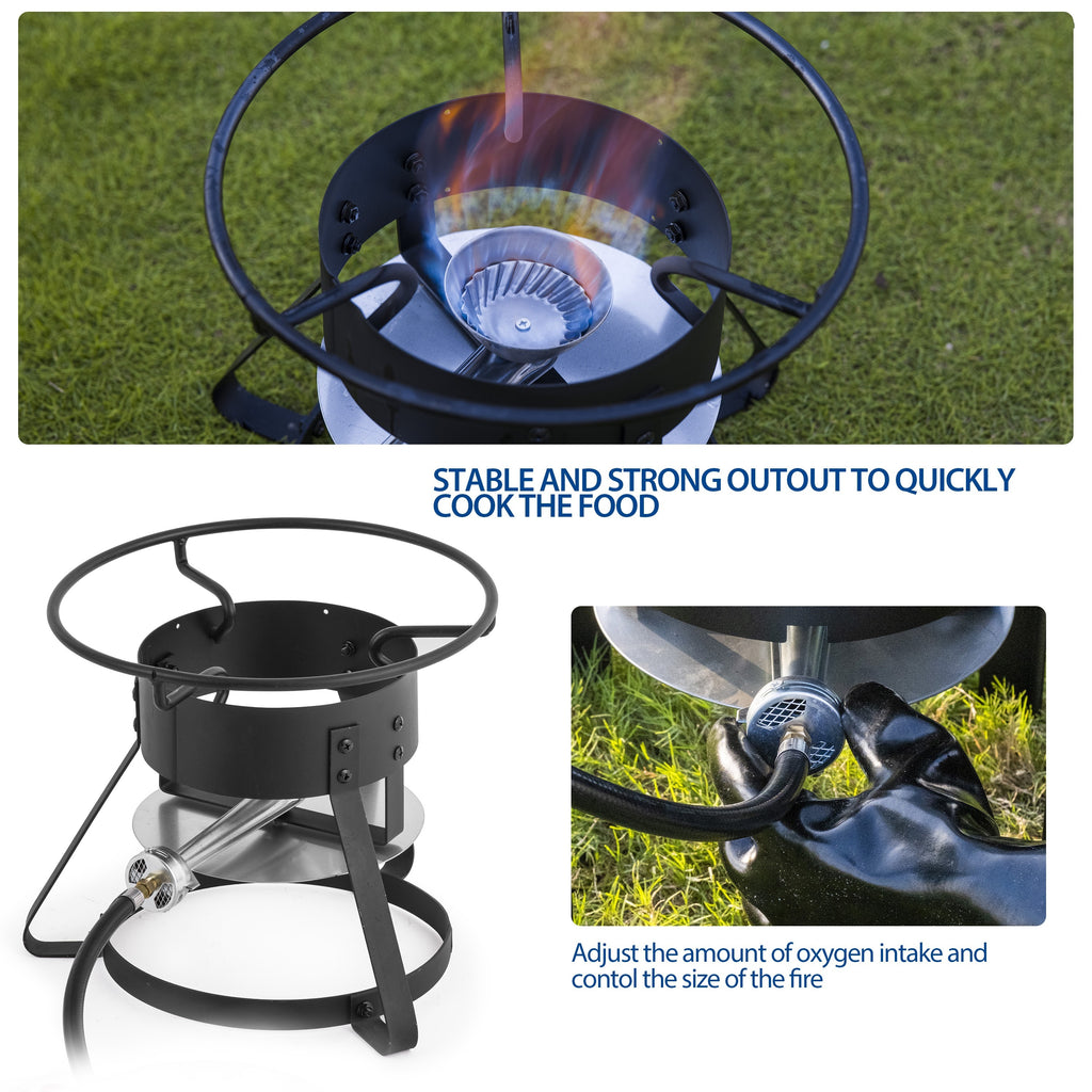 OuterMust Fish And Wing Fryer Kit, 58, 000 BTU 11 Qt. Aluminum Deep Fry Pot With Basket For Frying Fish, French Fries