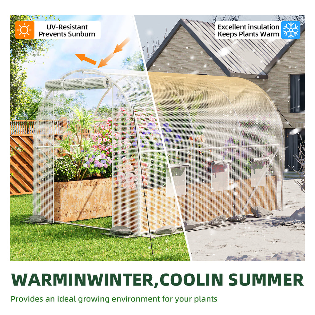 Whonline 1pc Greenhouse for Outdoors, Mini Portable Flower Garden Plant Kit Outside, Heavy Duty 4 Tiers Steel Frame and Durable Cover, For Halloween and Christmas