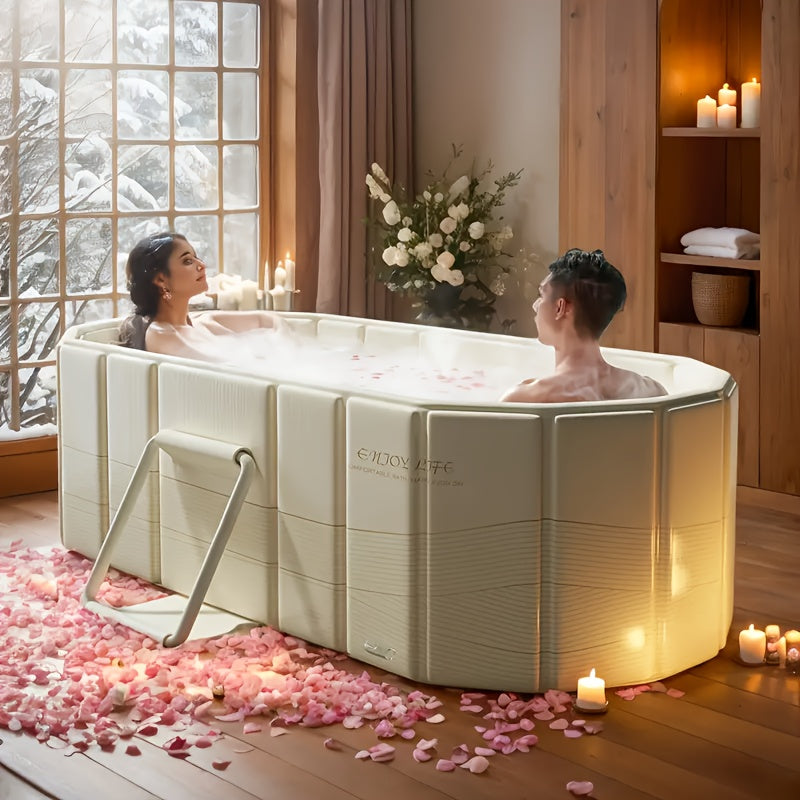 Portable Hot Tub for Home Gym, Quick Setup. Portable Hot Tub - No Installation Required, Foldable Storage, Dual Drainage Design - Ideal Christmas Gift