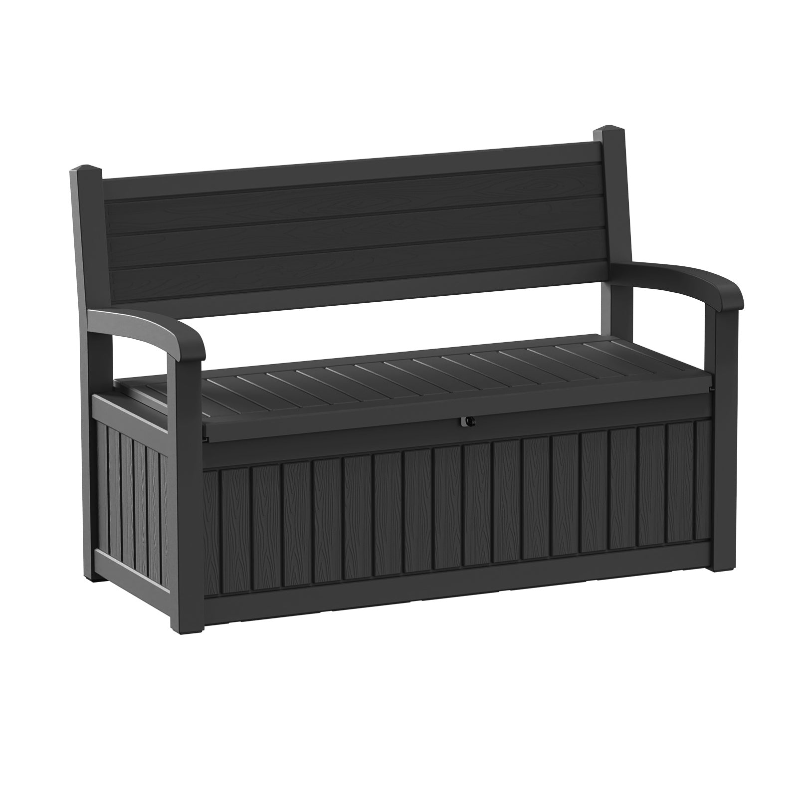 Heavy Duty 80 Gallon Resin Wood Grain Indoor/Outdoor Storage Bench Seating - 500 Lb Comfortable Waterproof Deck Box for Spring Patio Summer Garden Cushions Tools & Backyard Organization