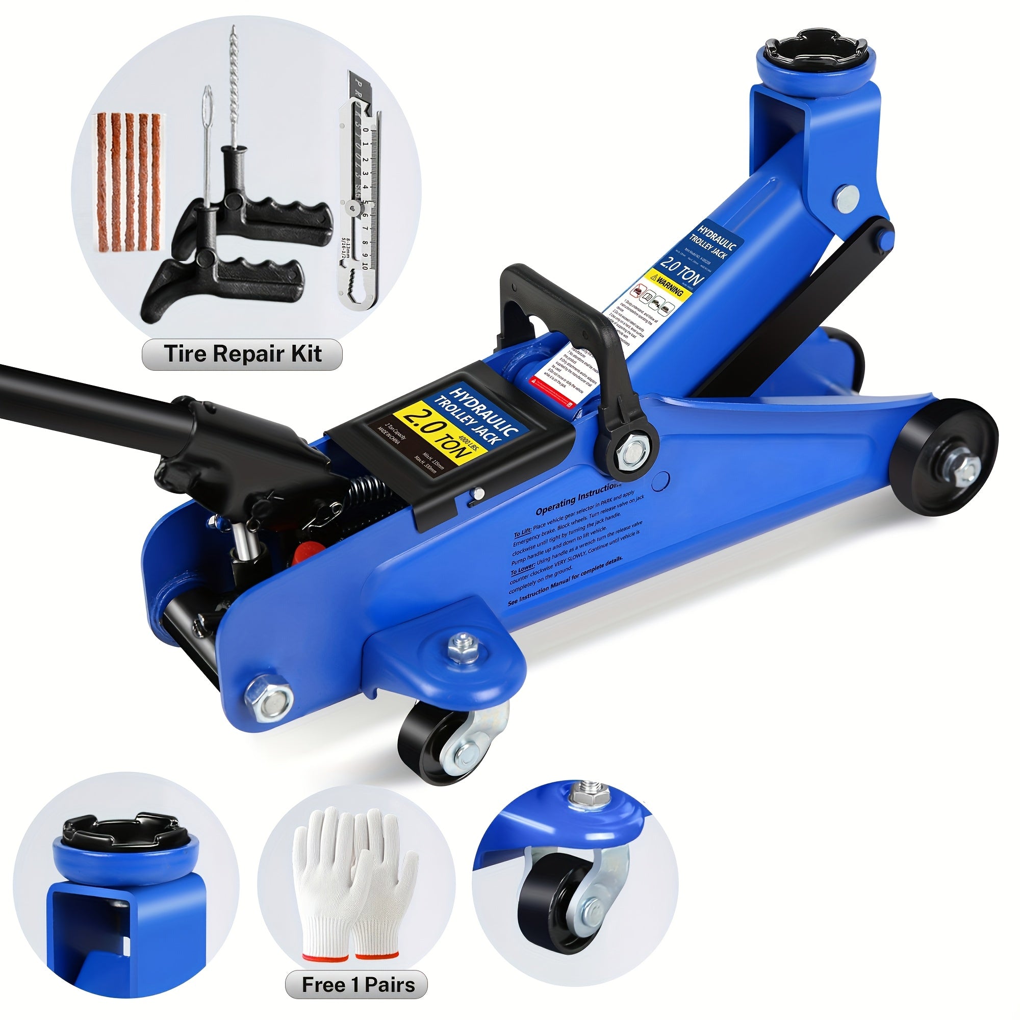 3.5T 2.5T 2T Optional Steel Floor Jack Quick Rise Piston Pump Low Profile, Hydraulic Trolley Car Jack with 2 Ratchet 3 Ton Jack Stands, Truck Jack Combo, Service Jack, Farm Jack Tire Repair