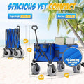 [Beach Cart & Wagon] Heavy-Duty Large Wheel Beach Cart & Transport Wagon with 450 lbs Capacity, 68.68gal Capacity, 9-Inch All-Terrain Tires, Foldable Design, Adjustable Handlebar & Storage Bag & Cooler - Sturdy Multi-Layer Carbon Steel Frame, Reinforced P