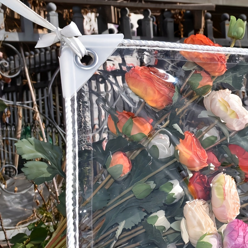 The 20 - Mil Thickened Transparent Rain - Proof Cloth Comes with A Hanging Rope As A Gift. The High - Density PVC Coating Is Waterproof And Anti - Permeable! The Metal Eyelet Design Strengthens Fixation And Prevents Being Blown By The Wind. It Can