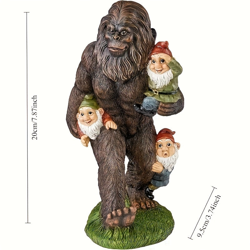 Garden Gnome Bigfoot Snowman Indoor/Outdoor Garden Statue, 8 Inches Tall, Hand-cast Resin, Fully Painted Finish Christmas Snowman Gnome And Bigfoot
