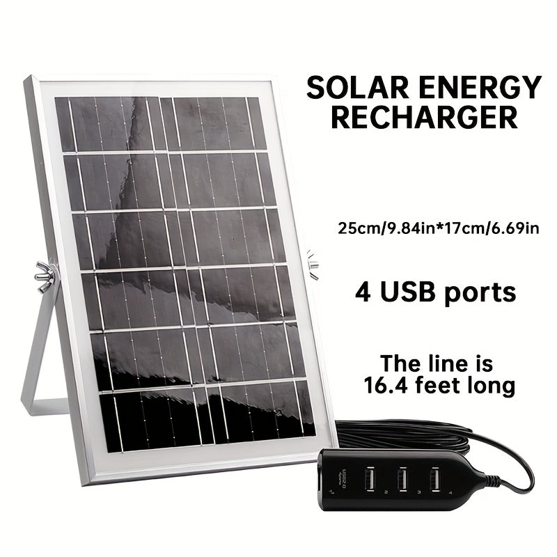 USB Portable Solar Charger, Multiple Interfaces, Multiple Devices Charging At The Same Time, Outdoor Multi-purpose Charger, Solar Panel Mobile Phone Charging USB, Suitable for Outdoor Camping, Adventure Emergency, Field Fishing, Hiking And Family Use