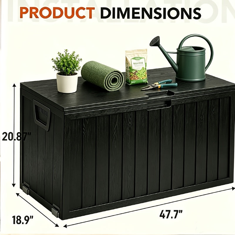 75 Gallon Outdoor Storage Box with Lockable Flip-Top Lid & Portable Handle/Wheel System Suitable for Pool Deck Box, Shed Container, Parcel Delivery Unit, Easy Assembly Plastic Cabinet for, Terrace, Holiday Gifts (Grey//), Box,Cabinet,Rack for Outdoor