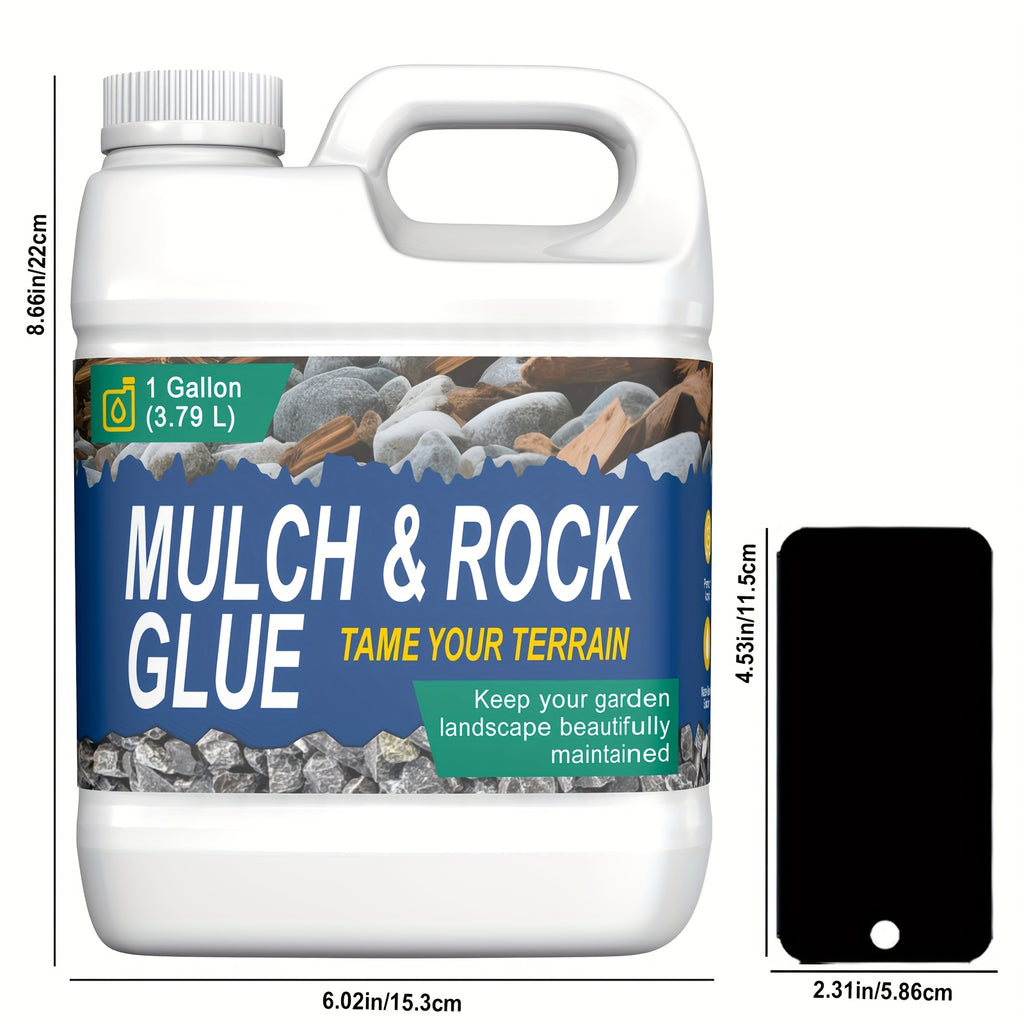 1 Gallon of Strong Liquid Mulch Adhesive - Safe And Fast-Drying Landscape Glue, Suitable for Pea Gravel, Pine Straw, Rocks & Concrete - Weed-Resistant Binder, Driveway Stabilizer, Durable for Outdoor Use | 1 Gallon | 72 Oz | 36 Oz