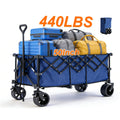 Collapsible Wagon Cart - 440Lbs Foldable Extra Long Heavy Duty Utility Wagon with Wheels, Portable Storage Grocery Cart for Camping, Shopping, Sports, Beach, Garden