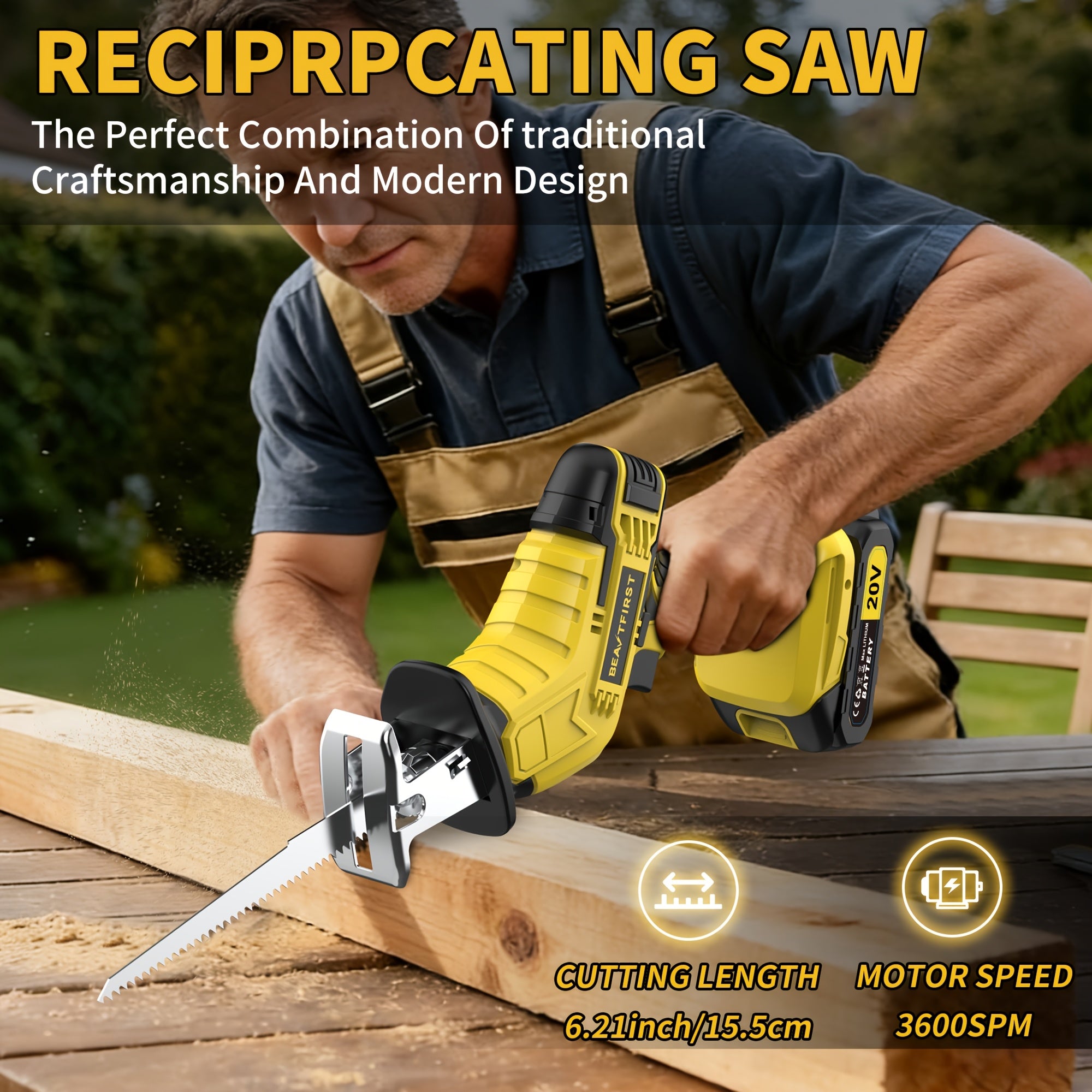 New Upgraded Cordless Reciprocating Saw with LED Light & Safety Lock. Multi-purpose for Wood Cutting, Logging And Pruning. Comes with Replaceable Blades And Toolbox. Perfect Tool Set And Great Gift for Men.Handheld Rechargeable Electric Saw