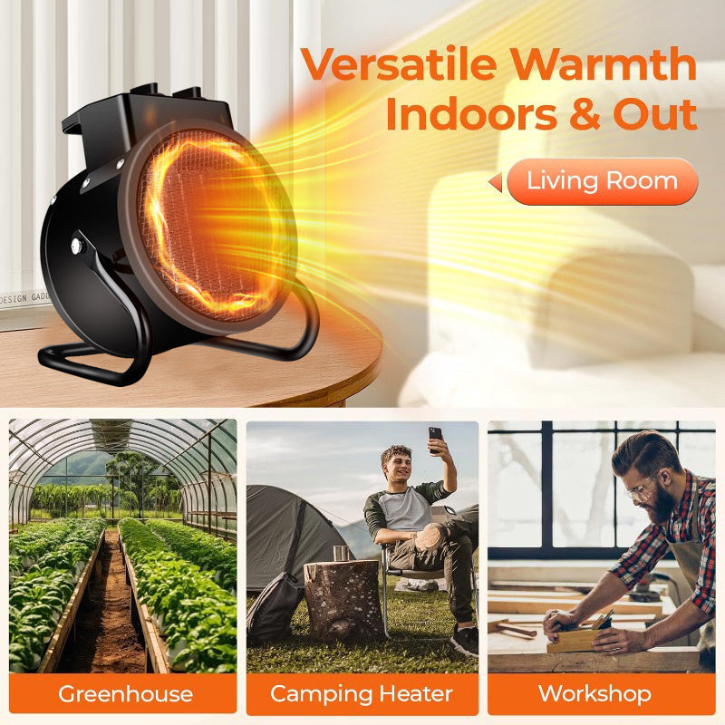 1500W Greenhouse Heater, Portable Space Heater, PTC Ceramic Fast Heating, 3-Second Rapid Heating, Overheat Protection, Suitable For Patios, Living Rooms, Greenhouses, Garages, Indoors, Camping, Family Gatherings, Yellow/Black Heater, Christmas Gift.
