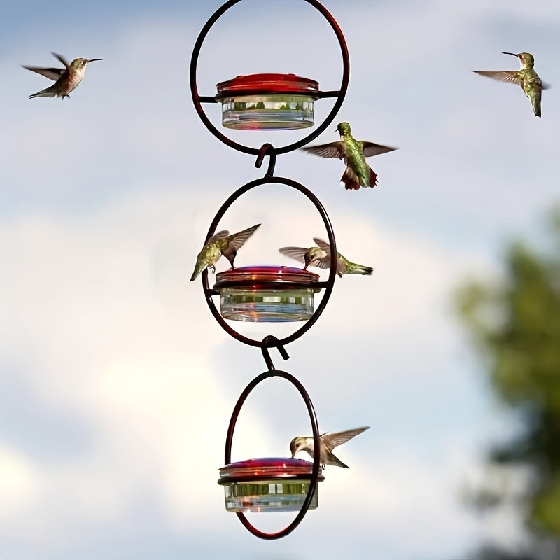 1pc 2pcs/3pcs Beautiful Hanging Hummingbird Feeder, Metal Bottle Humming Bird Feeder with Circular Metal Frame And Perch