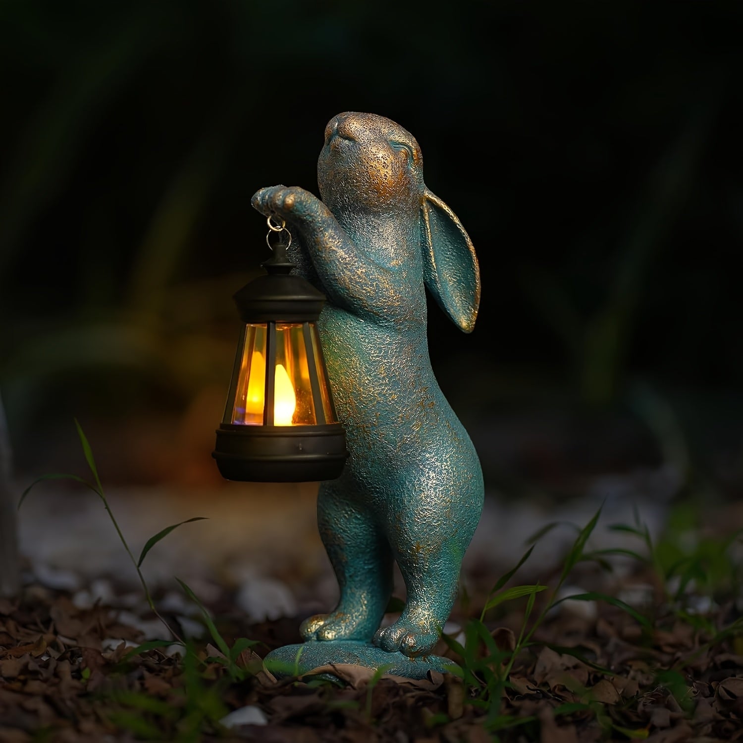 1pc Solar Lantern Rabbit Garden Statue, Outdoor Rabbit Statue, Courtyard Lawn Decoration, Birthday Gift, Easter Home Furnishings,  Level IP44