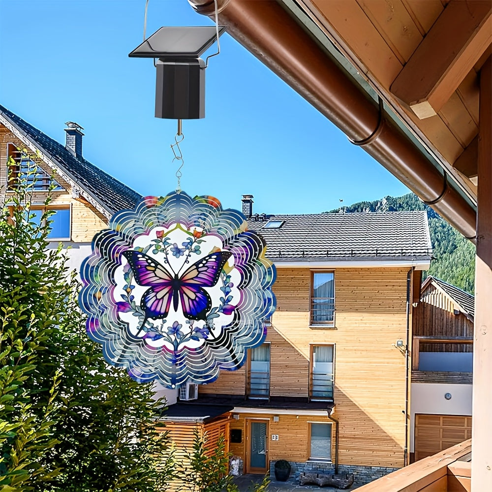 Wind Spinner Solar Motor with Hook Solar Powered Wind Chime Ornament Rotating Outdoor Decor Wind Spinner Solar Motor