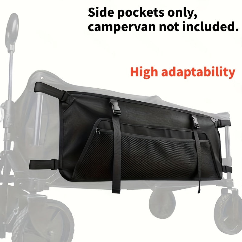 Camper Side Bag, Excluding Camper 27.75 X 11.8 Inch Foldable Trolley Side Bag, Thickened 900D Oxford Cloth Umbrella Bag, Trolley Cargo Side Bag, Oxford Cloth Storage Bag with Mesh Bag, Suitable for Folding Trolley