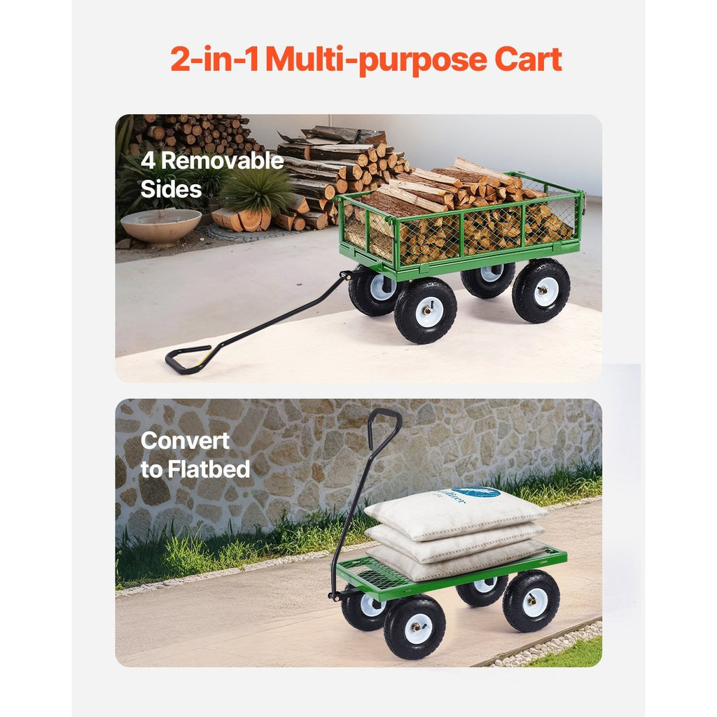 VEVOR Steel Garden Cart 680/900/1200lbs Capacity Heavy Duty Wagon Cart 13in Tires
