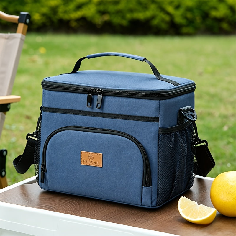 3.05 Gallons Large Capacity Picnic Bag, Non-Food Contact Women'S Insulated Lunch Bag, Reusable Handheld Cooler Bag, Portable Multifunctional Crossbody Bag with Adjustable Shoulder Strap, Thickened Wear-Resistant Fabric And PEVA Lining