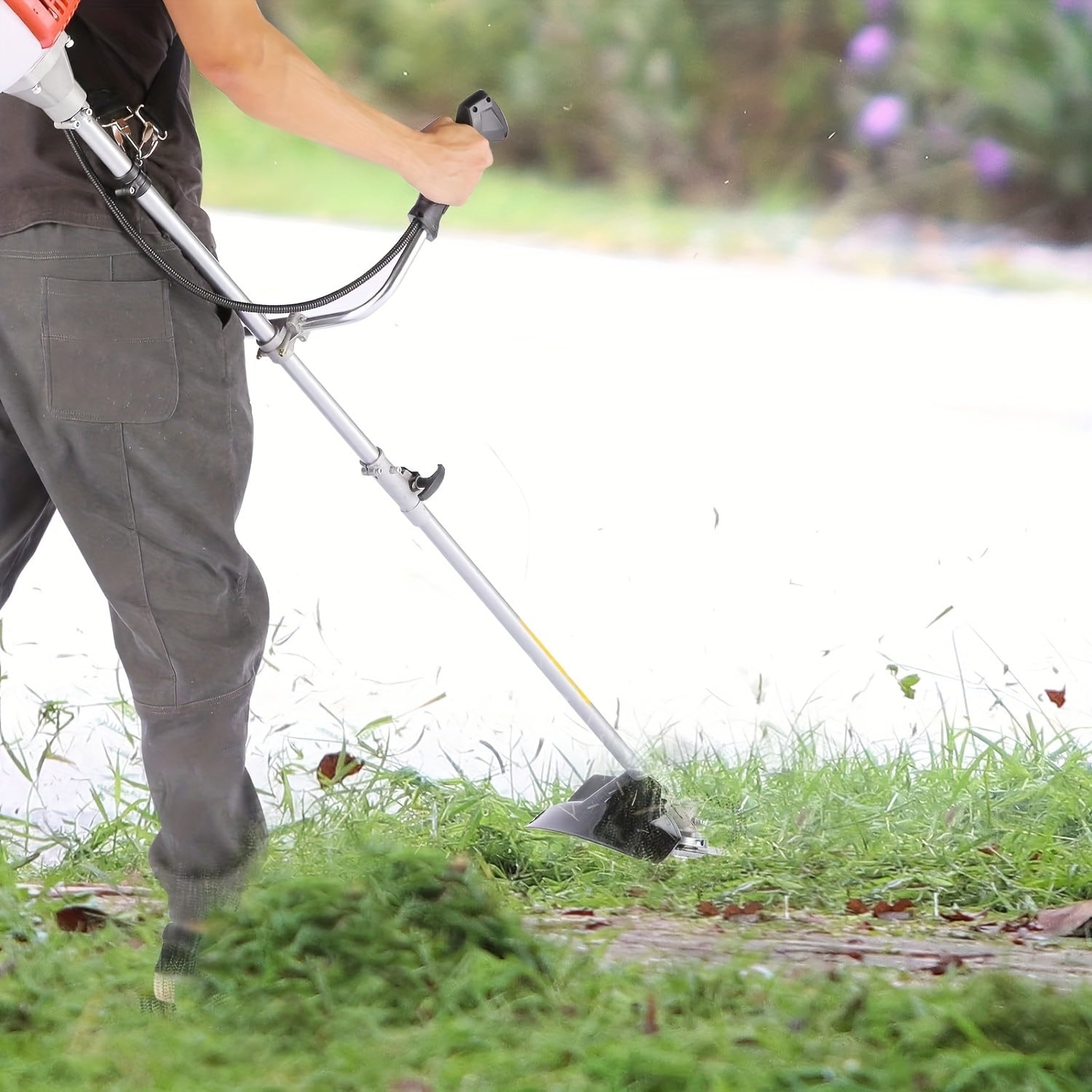 4-In-1 Gas Weeder, 18.5 Inch Cutting Path Gas Weeder, 58Cc Brush Cutter Gas Powered 2-Cycle with 4 Removable Heads, Straight Shaft String Trimmer for Weeds And Bushes, Orange/Green/Red