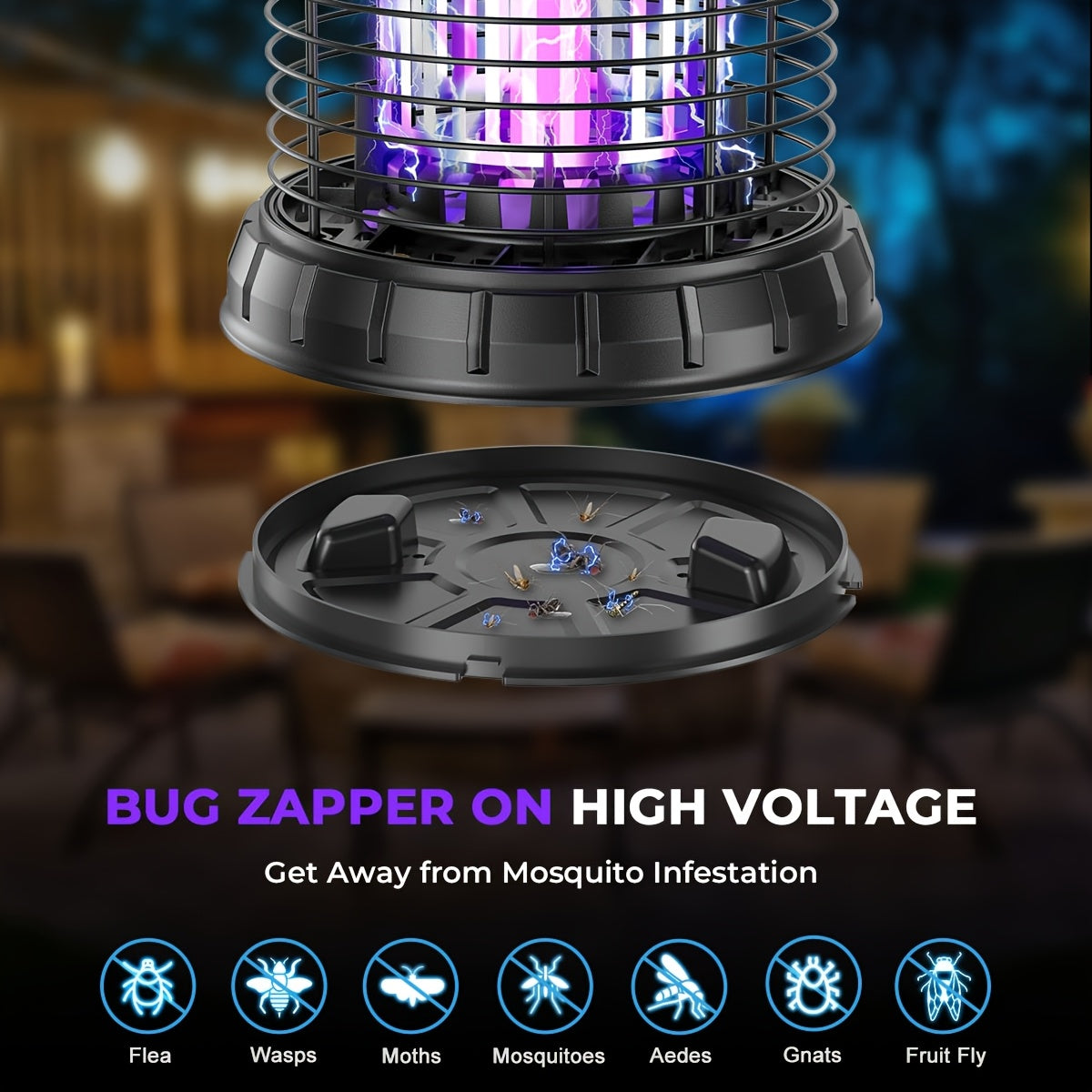 Portable Bug Zapper Outdoor Mosquito Repellent Outdoor Patio Insect Zapper 4200V Indoor Fly Trap Bug Repellent Mosquito Trap Killer for Home, Patio, And Backyard