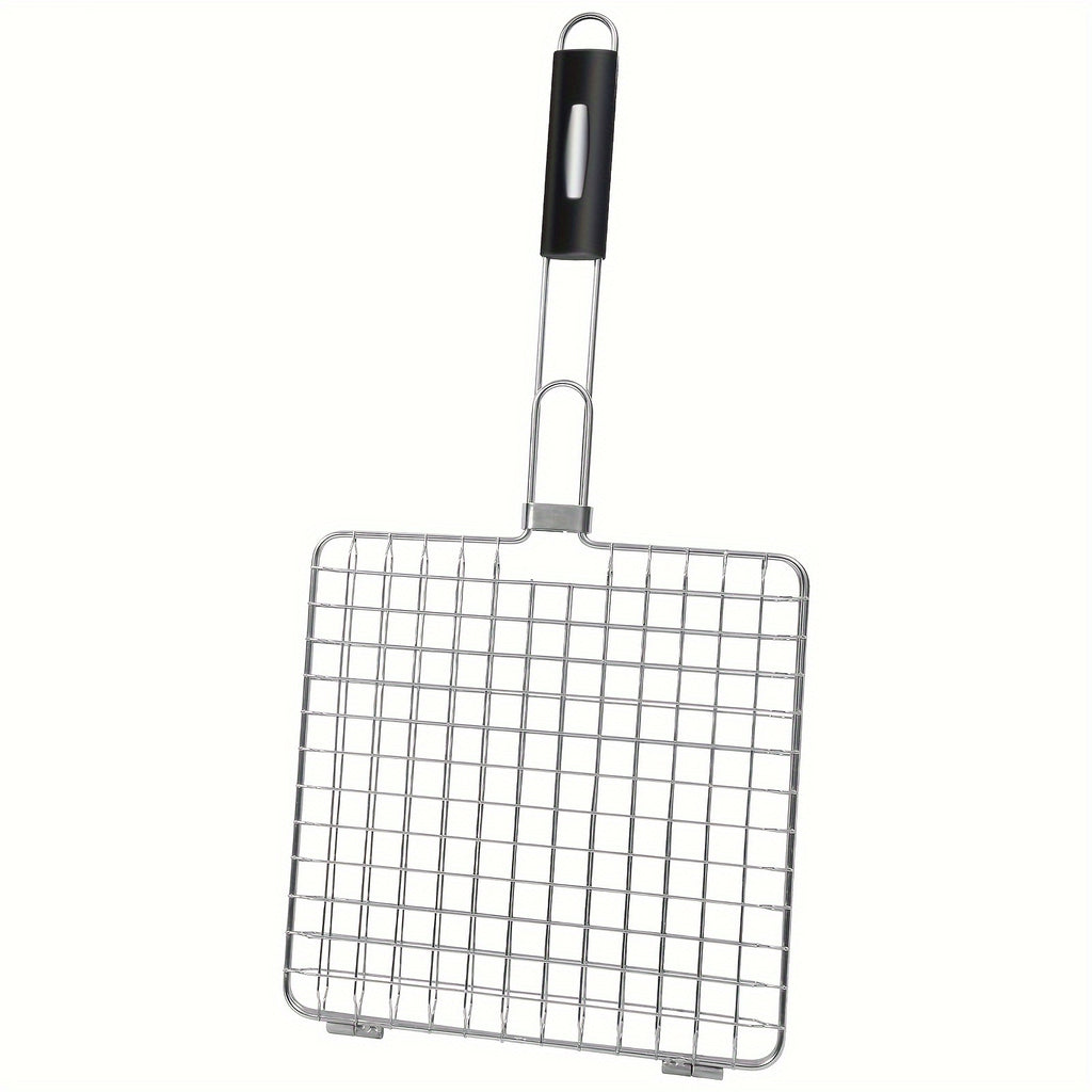 Stainless Steel Folding Barbecue Basket Portable Outdoor Camping Barbecue Accessories Suitable for Chicken, Meat, Fish, Steak, Vegetables, Grilled Skewers, Seafood, Dad Barbecue Gifts