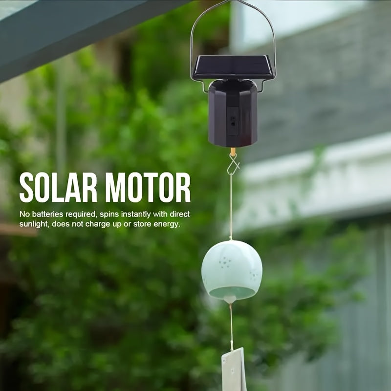 Wind Spinner Motor with Solar Chime - Solar Wind-Powered Rotating Outdoor/ Decor, Metal Ornament with Soaring Bird-like Motion, Solar Chime Sounds for, Balcony, Lawn - Motor