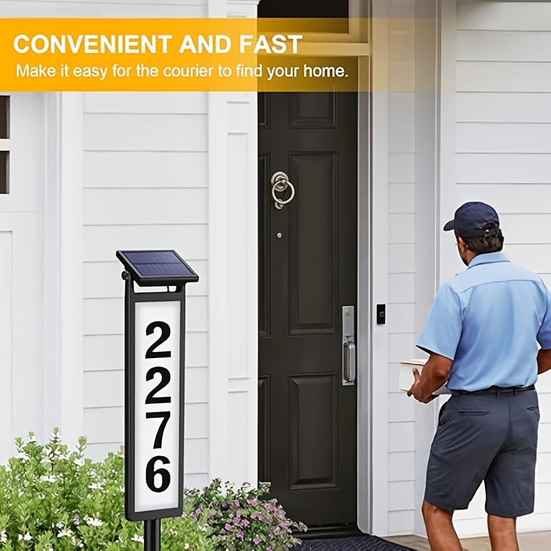 Solar-powered House Number Light, Ground-inserted Lawn Lamp, No Wiring Required, Automatically Lights Up At Night, Prominent Address Plaque, Suitable For Homes, Mailboxes, Factories, And Commercial Areas, Outdoor Christmas Garden-- IP44 Splash-proof