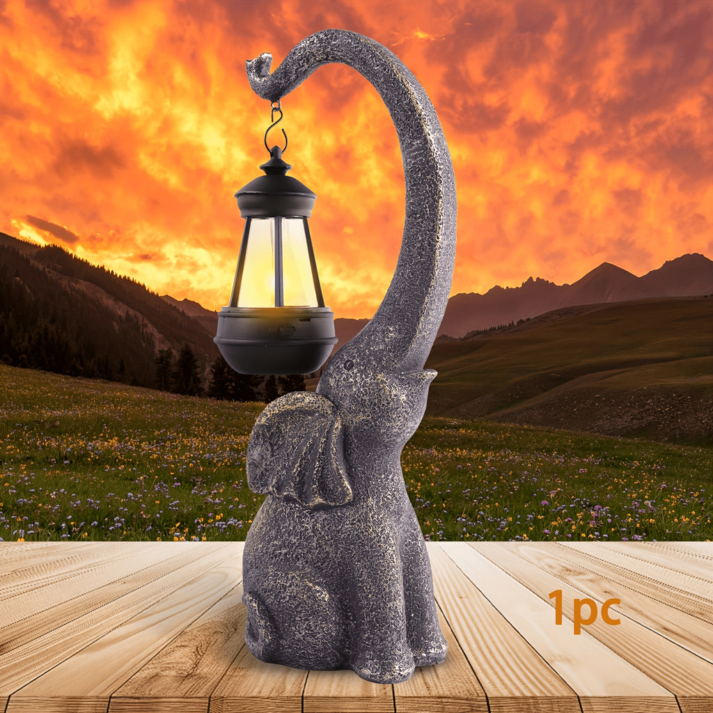 1/2pcs Solar Elephant Statue, Outdoor Garden Crafts For Elephant Statues, Art Decorations With Solar LED Lights, Garden Greening Garden Sculptures, Used For Courtyard Lawn Home Decoration