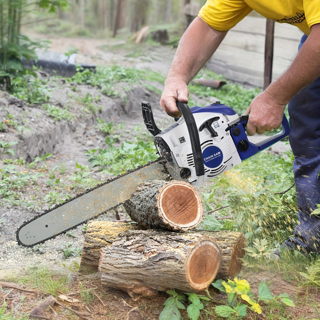 58Cc Gasoline Chain Saw - Powerful 2-Stroke Engine, 20-Inch Saw Chain - Cutting Tool, Efficient Wood Cutting, Logging And Ranch, Farm - Durable Design, Silent Design Safe to Use, Shockproof Handle, Suitable for Family Gifts