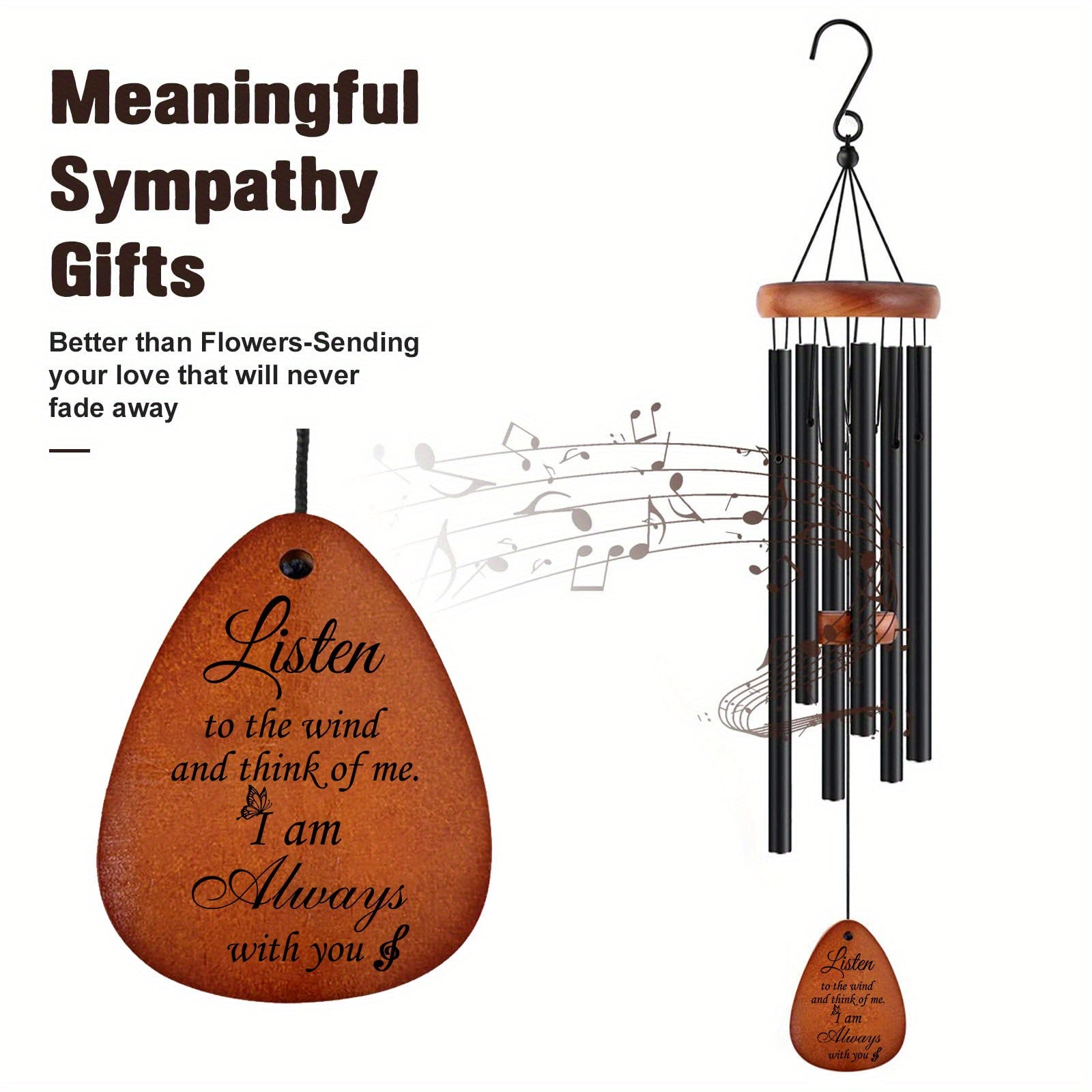 1pc Memorial Wind Chime For Garden Decor, Outdoor Decor, Sympathy, Memorial and Miss you wirelessly