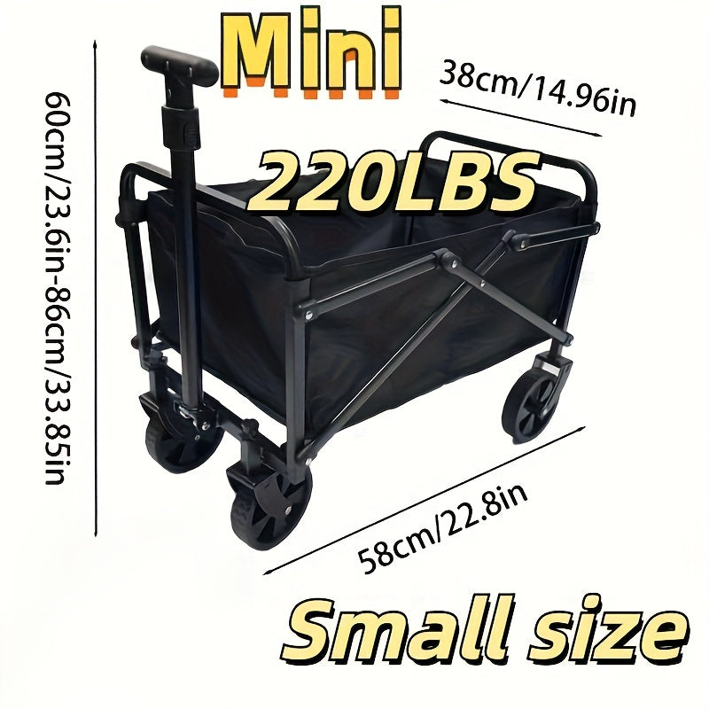 Car Portable Folding Station Wagon - Folding, Heavy Duty Wheels, Multi-functional for Beach, Camping & Grocery Shopping -  Can Carry 330lbs - For Outdoor Enthusiasts & Families