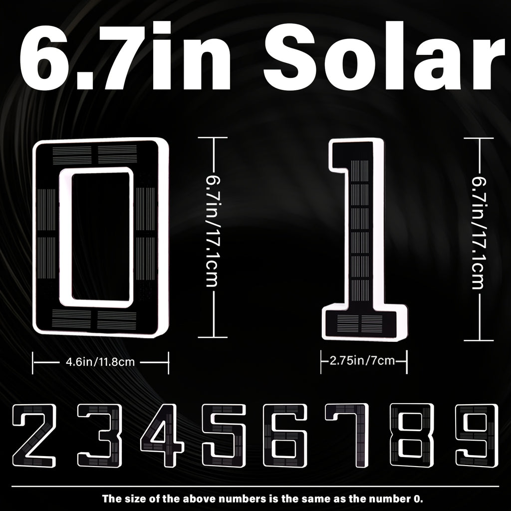 6.7 Inch Solar Powered LED House Number Sign, IP44 Address Number Light for Home, Light Up Door Numbers, 600mAh, Wall-Mounted, No Wiring Required, Modern Backlit Address Sign for Homes Decor