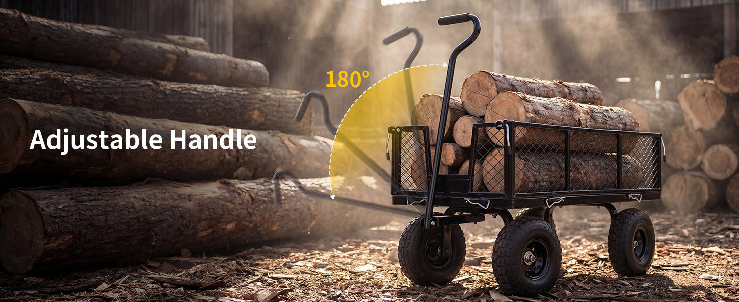 NorthSky Heavy Duty Garden Cart - 800lbs Load Capacity with 180° Rotating Handle, 10" All-Terrain Tires, Removable Sides for Easy Hauling, Off-Road Garden Wagon for Yard Work, Outdoor Utility Cart