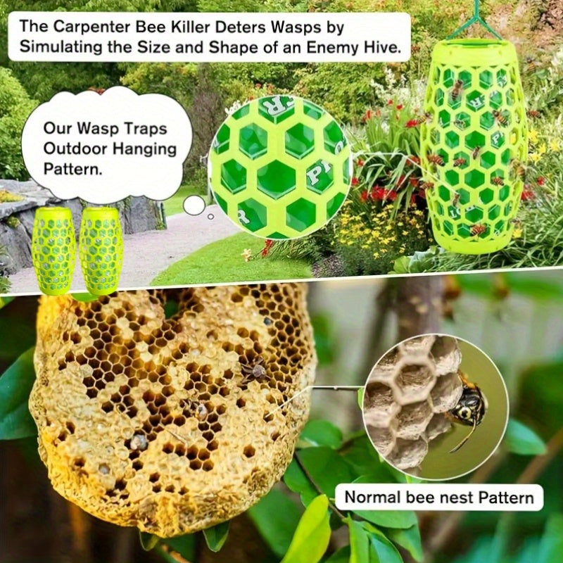 Set of 2 Outdoor Wasp Traps, Bee Catchers, Green Jacket Traps