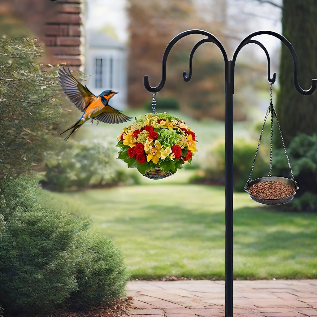 Pro 88"/80.9in Shepherd Hook - Windproof Anti-Tip Base & 4 Heavy-Duty Hooks (for Planters, String Lights, Wedding Arch Decor)