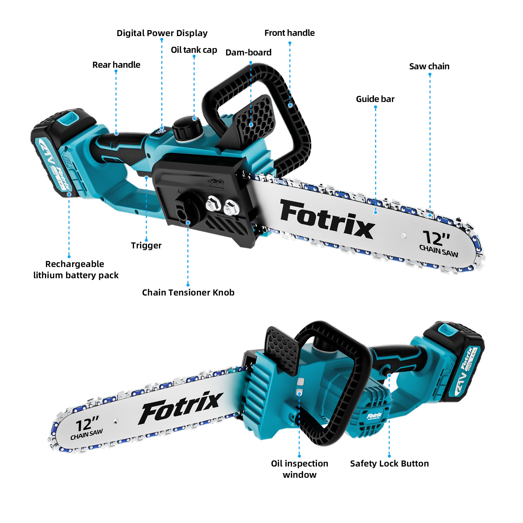 Cordless Chainsaw | 12/16-Inch, Battery Powered Handheld Electric Saw for Brush Clearing, Fence Line Cleanup, Dead Wood Removal, Hedge Reducing, Log Bucking, Property Maintenance, Estate Care, Trail Grooming & Tree Limb Salvage