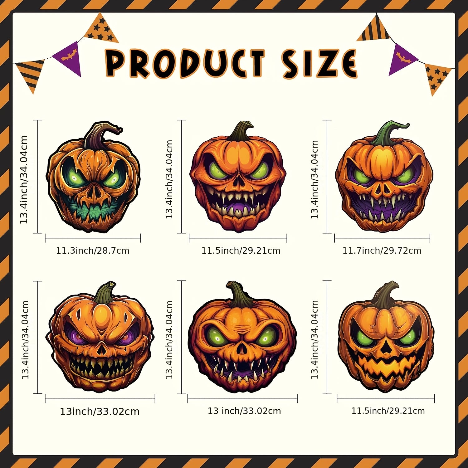 6-Pack Pumpkin Halloween Decorations Plastic Yard Signs with Stakes, Halloween Decorations for Outdoors, Scary Silhouette with Glow-In-Dark Eyes for Outdoor Yard Lawn Garden