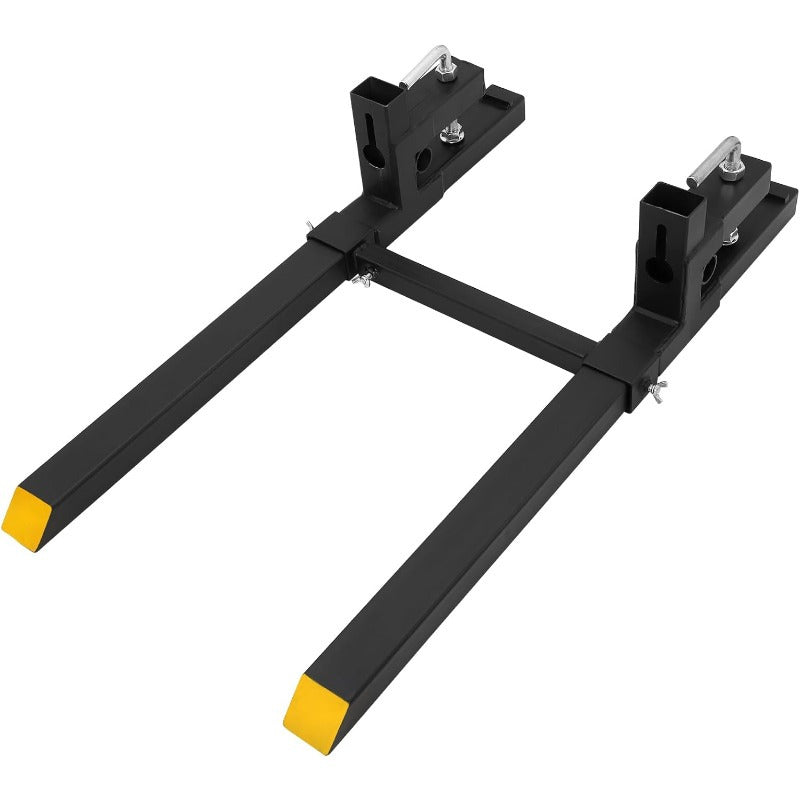 Heavy Duty Pallet Forks with Adjustable Stabilizer Bar, 43" (2500 lbs) Capacity, Connecting Rod for Skid Steer Tractor Loader Bucket - Black, Skid Steer Tractor, Loader Bucket