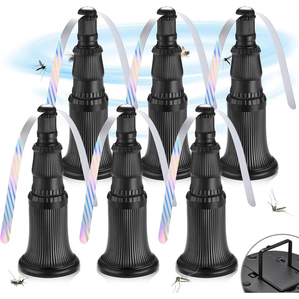 Fly Fans for Tables, Fly Fan for Indoor Outdoor Tables Battery Powered Fly Swatter Fan to Keep Flies Away with Holographic Blades for Home Party Outside Picnic, 6 Pack
