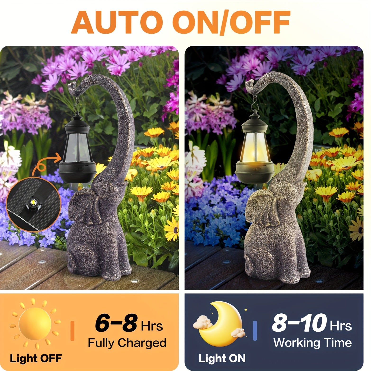 1/2pcs Solar Elephant Statue, Outdoor Garden Crafts For Elephant Statues, Art Decorations With Solar LED Lights, Garden Greening Garden Sculptures, Used For Courtyard Lawn Home Decoration