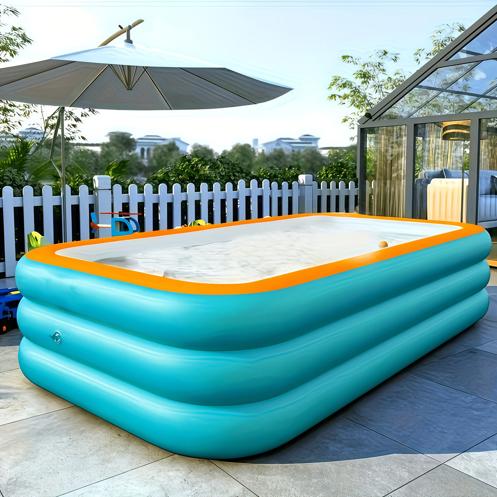 102.3-Inch Large, Spacious Adult-Sized Inflatable Family Pool. Durable And Sturdy Construction, Quick And Easy to Set Up, Perfect for Outdoor Fun And Relaxation at Summer Parties, Holidays, And Family Gatherings