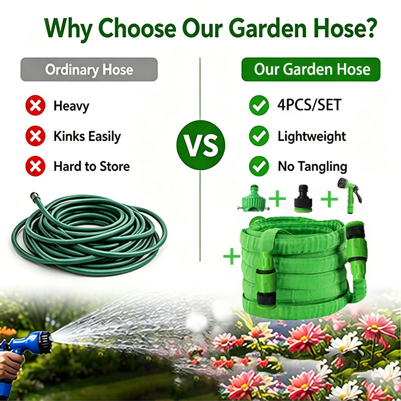 Multi-Functional High-Pressure Garden Hose Lightweight And Flexible, Leak-Proof Fittings, with 7 Spray Modes, Suitable for Lawns, Gardens, Outdoor Cleaning, Car Washes, 50/100ft Hose, Suitable for Year-Round Use