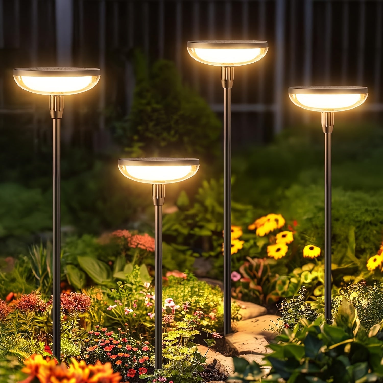 Solar Garden Lights, 2/6 Pack 40LM Bright Solar Lights Outdoor, Up to 14Hrs, 31" Tall Solar Pathway Lights Outdoor Waterproof, Auto On/Off Outdoor Solar Lights for Yard Outside Patio Path Lawn