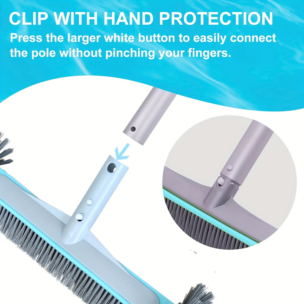 16. 9-Inch Pool Cleaning Brush with Sturdy Plastic Grip - Reusable, Efficient Cleaner for Walls, Tiles, And Floors - Must-Have Pool Care Tool, Pool Cleaning Equipment | Sturdy Pool Brush | Plastic Grip Brush, Pool Brushes